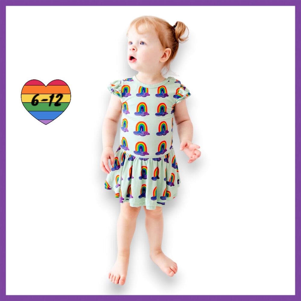 Dreamiere Over The Rainbow Flutter Dress with Bodysuit 6-12 Months NIB
